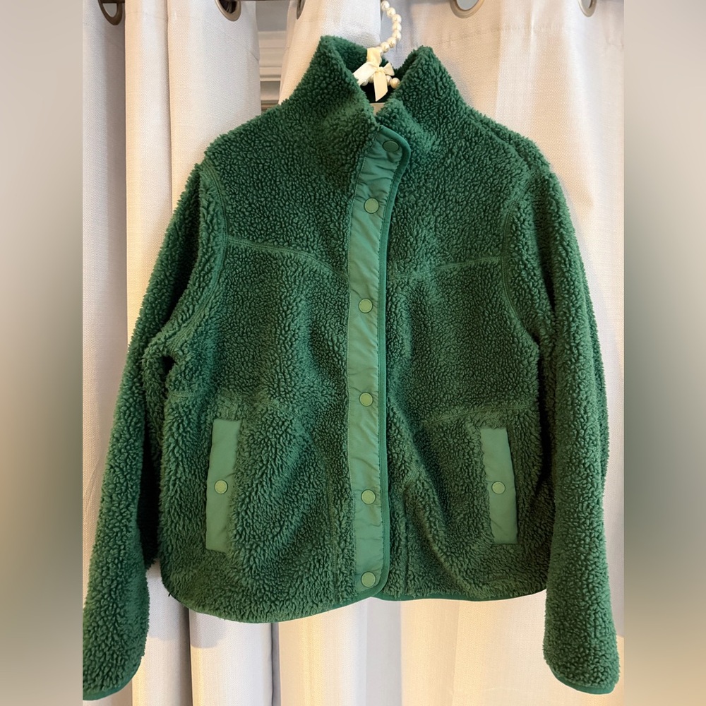 L.L. Bean Teal Green Sherpa Fleece Jacket - Picture 3 of 10